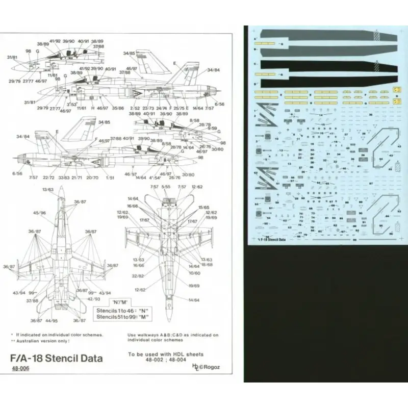Lage Prijs Sticker McDonnell Douglas F/A-18 Hornet Stencil Data. Data Walkways Formation Lights for two aircraft