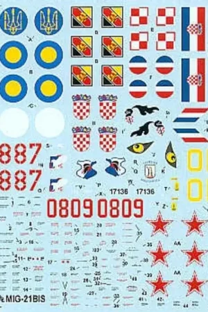 Goedkoop Sticker Mikoyan MiG-21 bis Fishbed L/N (6) Soviet Air Force Ukrainian Air Force Polish Navy Yugoslavian Air Force Croatian Air F