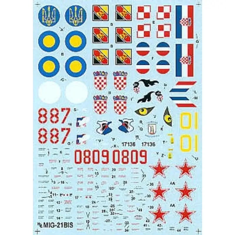 Goedkoop Sticker Mikoyan MiG-21 bis Fishbed L/N (6) Soviet Air Force Ukrainian Air Force Polish Navy Yugoslavian Air Force Croatian Air F
