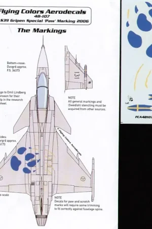 Sticker Saab JAS-39 Grippen 39131 Special Cat′s Paw Print zap at Air Show August 2006 Direct Beschikbaar