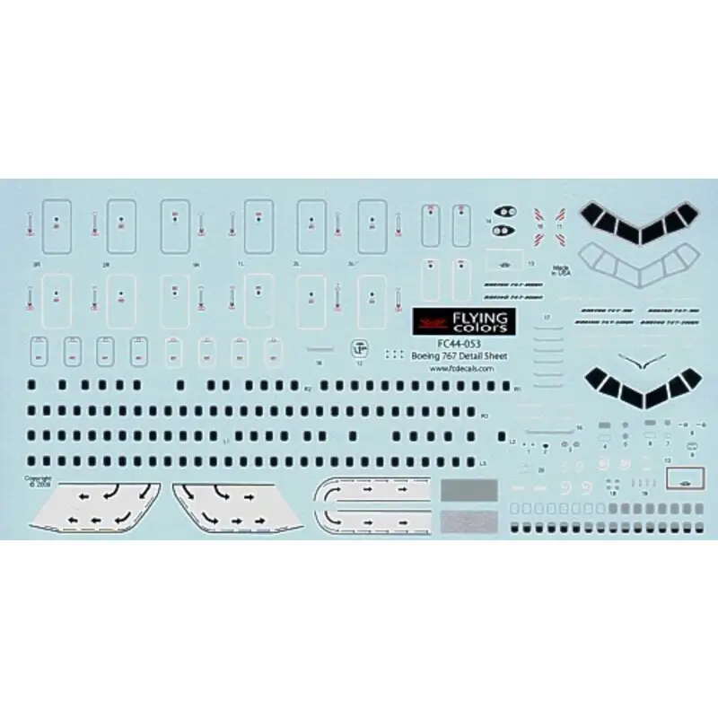 Gecertificeerd Sticker Boeing 767 Detail Sheet.. Includes Doors windows etc. Decal