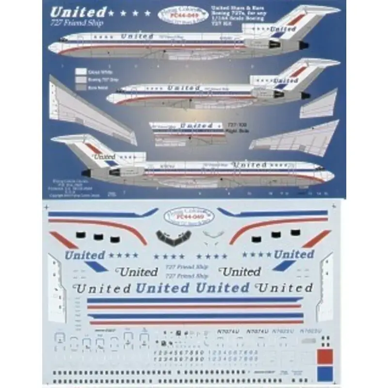 Direct Beschikbaar Sticker Boeing 727-200 UNITED Classic Stars and Bars scheme - 727 Friend Ship Decal