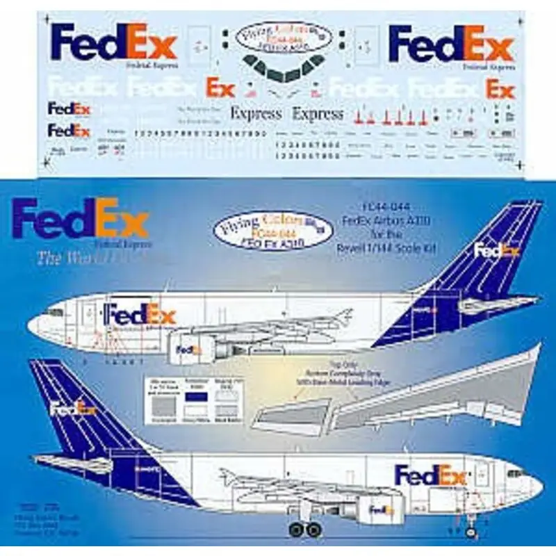 Lage Prijs Sticker Airbus A310 FED EX inc fleet names and registrations Decal
