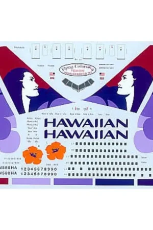 Sticker Boeing 767 HAWAIIAN Airlines 2002 scheme. All Registration and names. Revised and reprinted for use on either the Revell Gecertificeerd