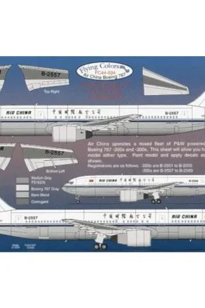 Koop Vandaag Sticker Boeing 767 AIR CHINA B-2557 etc Decal