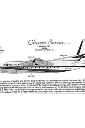 Sticker Fokker F-27 ALLEGHENY AIRLINES N2705J etc Decal Veilige Betaling