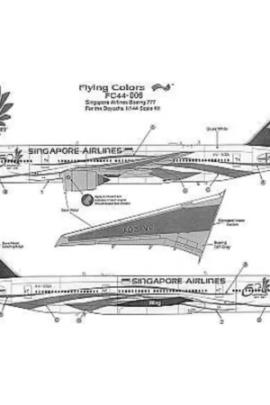 Exclusieve Aanbieding Sticker Boeing 777 SINGAPORE AIRLINES (RR) 50th Anniversary 9V-SQA Decal