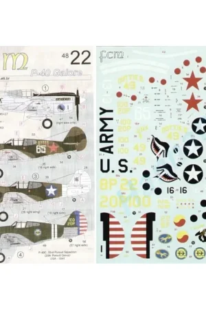 Sticker Curtiss P-40B/E/K/M (7) No 1 Brazil 1953 No 23 Russia No 16 7 FS ′Typhoon McGoon New Guinea 100 20P 55 PS USA 1941 No 49 Fabrieksprijs