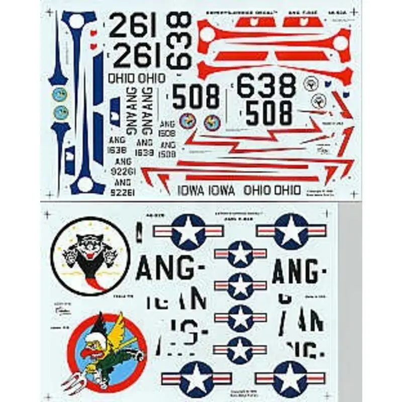 Sticker Republic F-84E Air. National Guard (4) 49-2261or 51-508 162FIS 51-638 166FIS all Ohio ANG 1956 51-508 124FIS Iowa ANG Do Betaalbaar