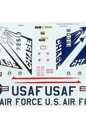 Seizoensaanbieding Sticker Republic F-105A/B Detachment 15 B-1 Test Programme Chase planes. 90061 Blue tail 72513 Black/white tail