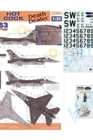 Sticker Lockheed Martin F-16C Nose Art 363TFW Part 3. (2) 84-219/SW `Hot Cock′ 83-145/SW `Death Dealer′ Premium