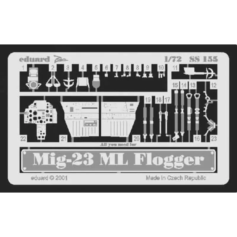 Direct Beschikbaar Mikoyan MiG-23 ML Flogger (toebehoren voor modelbouwsets van Italeri) This Zoom set is a simplified version of the standard sets