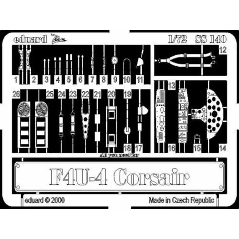 Gecertificeerd Vought F4U-4 Corsair (toebehoren voor modelbouwsets van Italeri) This Zoom set is a simplified version of the standard sets and