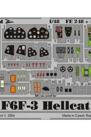 Voordeelprijs Grumman F6F-3 Hellcat PRE-PAINTED IN COLOUR! (toebehoren voor modelbouwsets van Hasegawa) This Zoom set is a simplified version