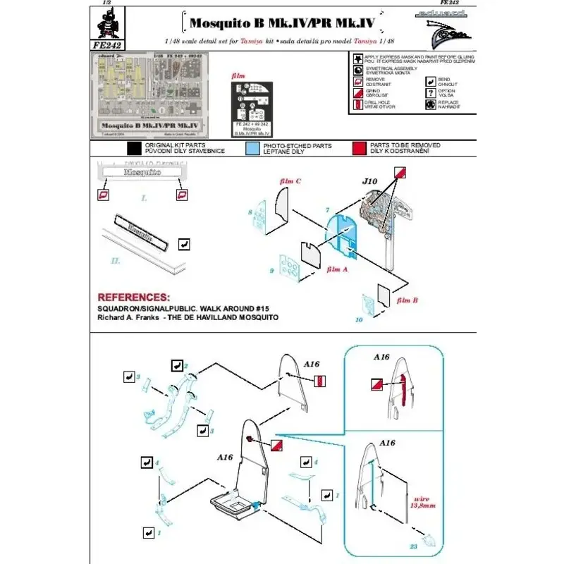 Seizoensaanbieding de Havilland Mosquito Mk.IV/PR Mk.IV PRE-PAINTED IN COLOUR! (toebehoren voor modelbouwsets van Tamiya TA61066) This Zoom set is