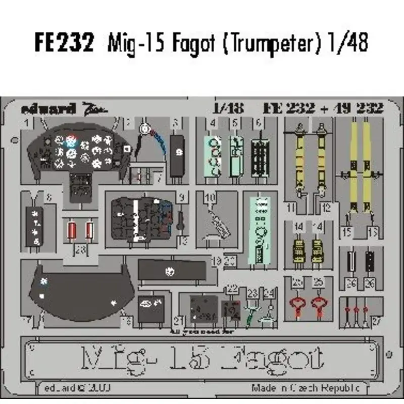 Favoriet Mikoyan MiG-15 Fagot PRE-PAINTED IN COLOUR! (toebehoren voor modelbouwsets van Trumpeter) This Zoom set is a simplified version
