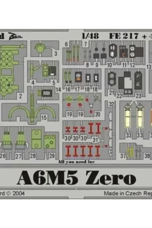 Mitsubishi A6M5 Zero PRE-PAINTED IN COLOUR! (toebehoren voor modelbouwsets van Hasegawa) This Zoom set is a simplified version o Op = Op