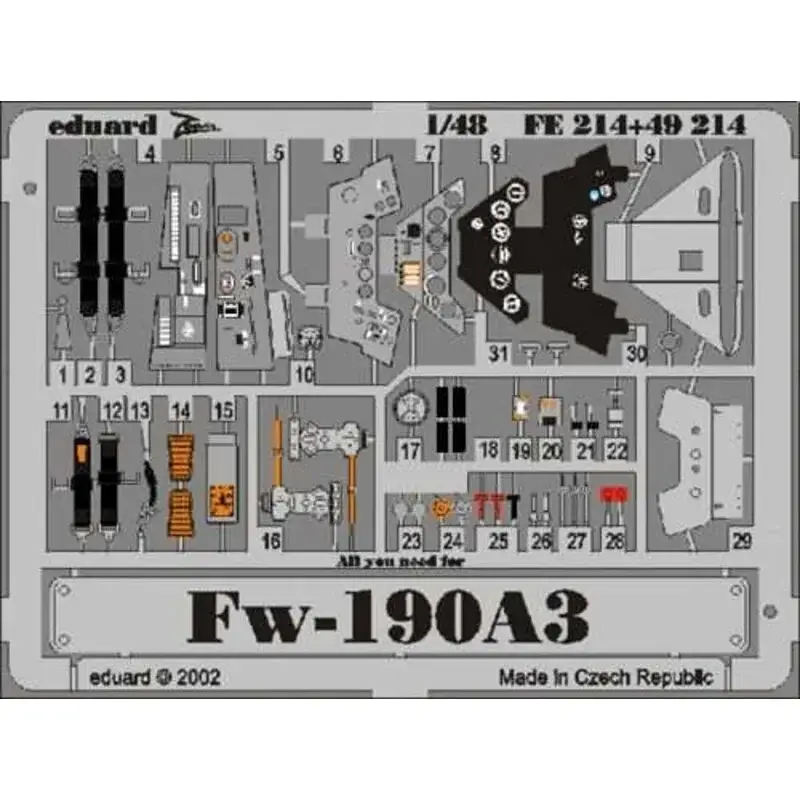 Laatste Kans Focke Wulf Fw 190A-3 PRE-PAINTED IN COLOUR! (toebehoren voor modelbouwsets van Tamiya) This Zoom set is a simplified version of