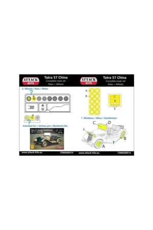 Uitverkoop Tatra T57 China complete Mask set - glas + wheels