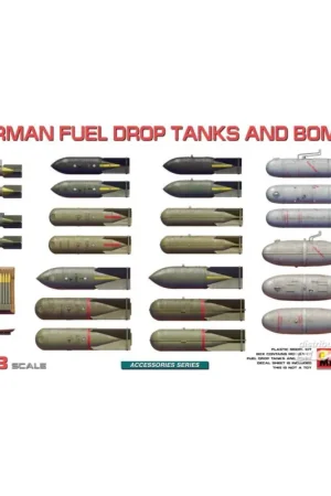 German Fuel Drop Tanks and Bombs Schaalmodel Nieuw