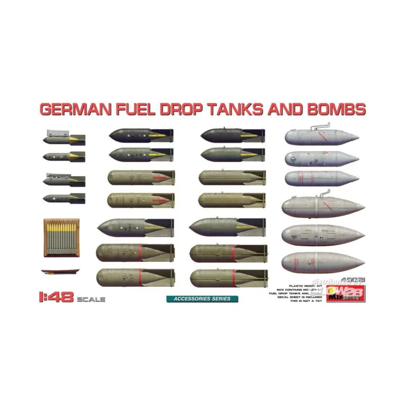 German Fuel Drop Tanks and Bombs Schaalmodel Nieuw