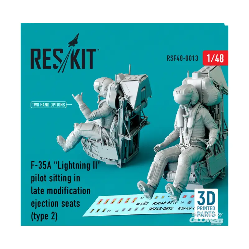 F-35A Lightning II pilot sitting in late modification ejection seats (type 2) (3D Printed) Laatste Versie