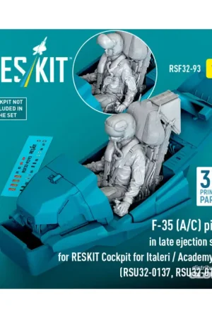 F-35 (A/C) pilot in late ejection seat for RESKIT Cockpit for Italeri / Academy kit (RSU32-0137, RSU32-0138) (3D Printed) Uitverkoop