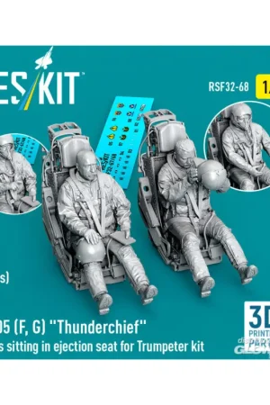 F-105F/G Thunderchief pilots sitting in ejection seat for Trumpeter kit (2 pcs) (3D Printed) Express Levering