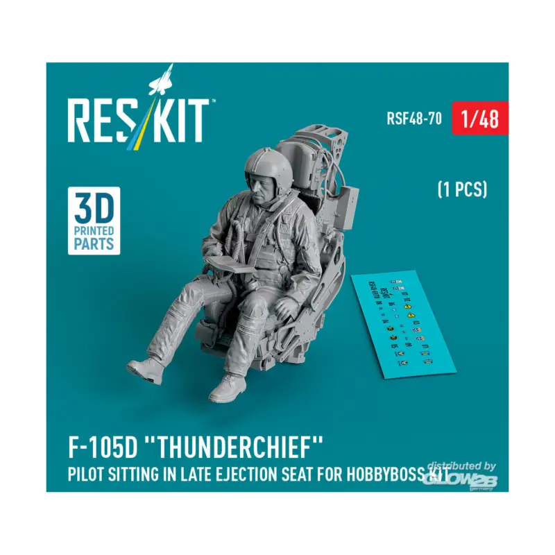 F-105D Thunderchief pilot sitting in late ejection seat for HobbyBoss kit (1 pcs) (3D Printed) Seizoensaanbieding