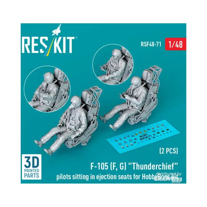 F-105 (F, G) Thunderchief pilots sitting in ejection seats for HobbyBoss kit (2 pcs) (3D Printed) Goedkoop