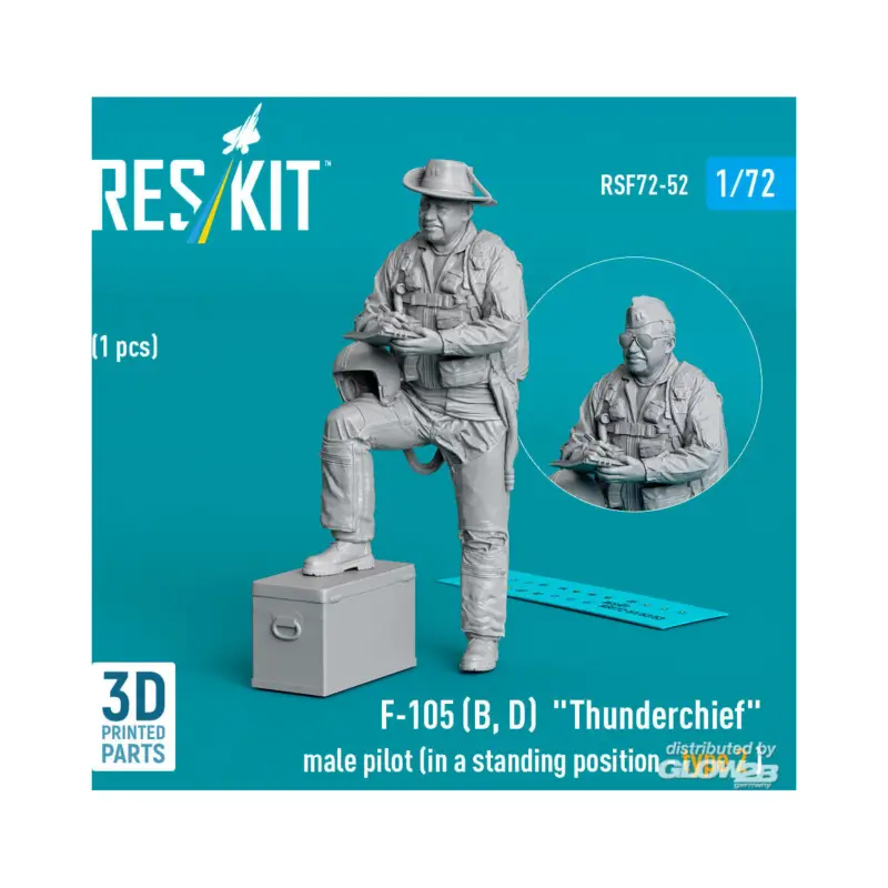 F-105 (D,F,G) Thunderchief male pilot (in a standing position - type 2) (1 pcs) (3D Printed) Gratis Retour