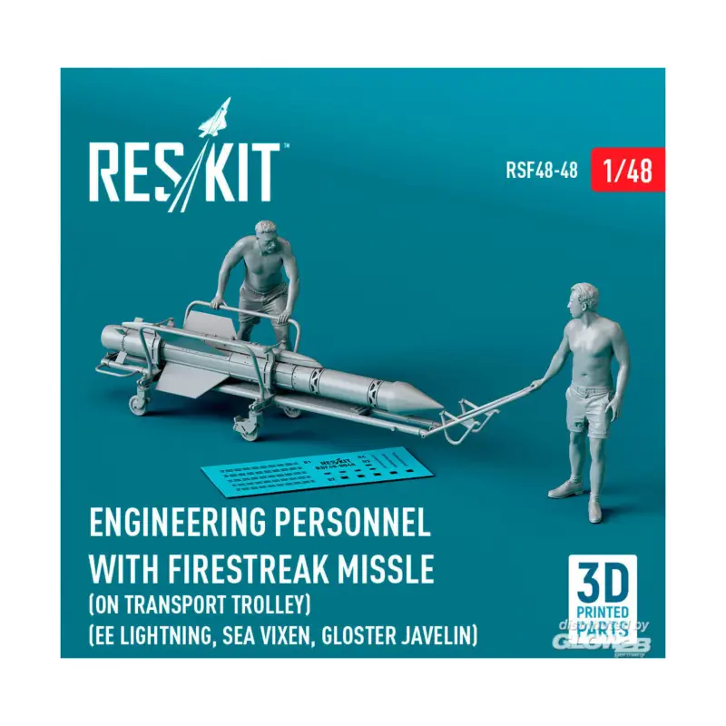 Flitsaanbieding Engineering Personnel with Firestreak missile (on transport trolley) (EE Lightning, Sea Vixen, Gloster Javelin) (1 pcs) (3D Prin
