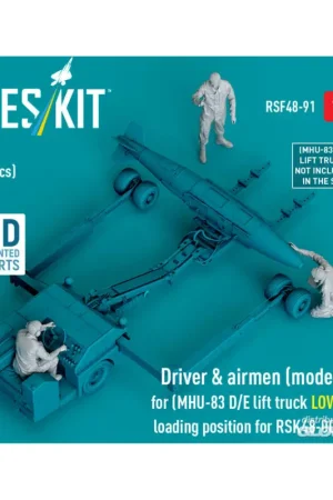 Driver & airmen (modern) (3 pcs) (MHU-83 D/E lift truck LOWER loading position for RSK48-0008) (3D Printed) Bestseller