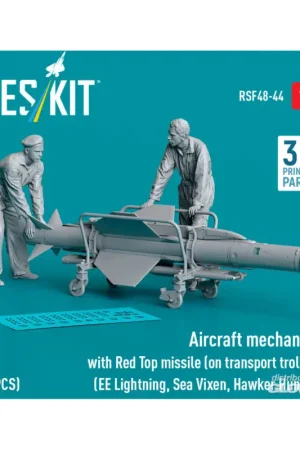 Weekendaanbieding Aircraft mechanics with Red Top missile (on transport trolley) (EE Lightning, Sea Vixen, Hawker Hunter) (2 pcs) (3D Printed)