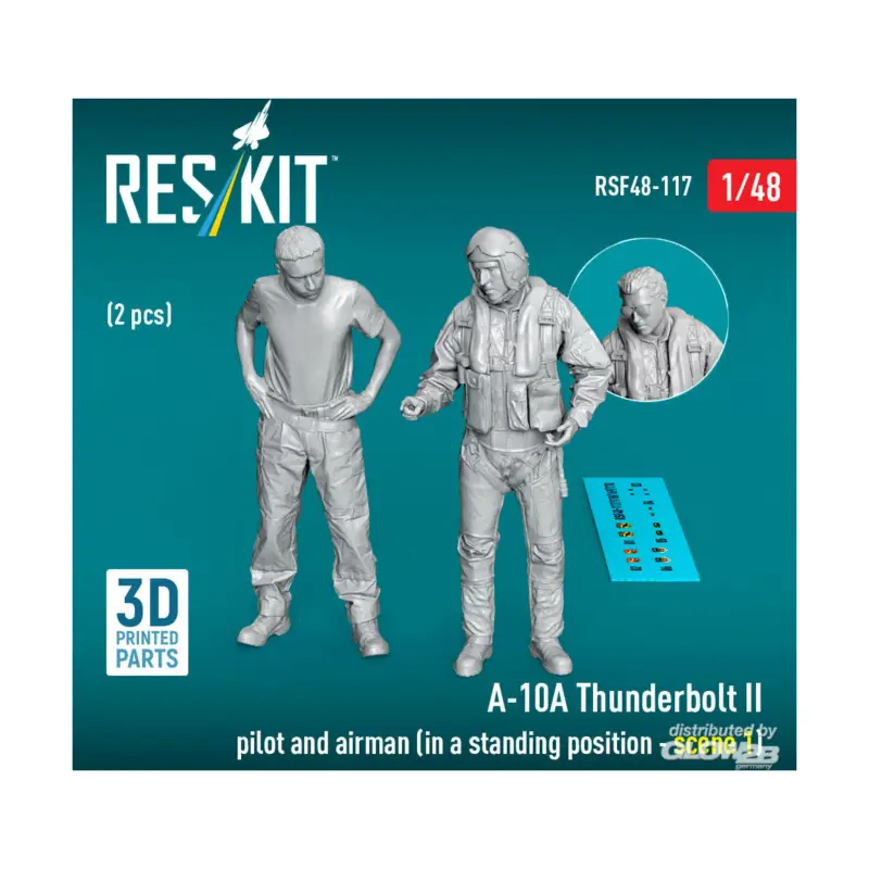 Bestseller A-10? Thunderbolt II pilot and airman (in a standing position - scene 1) (2 pcs) (3D Printed)