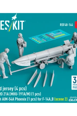 Premium Red jersey (4 pcs) AERO 21A (MHU-191A/M) (1 pcs) with AIM-54A Phoenix (1 pcs) for F-14A,B (scene 2) (3D Printed)