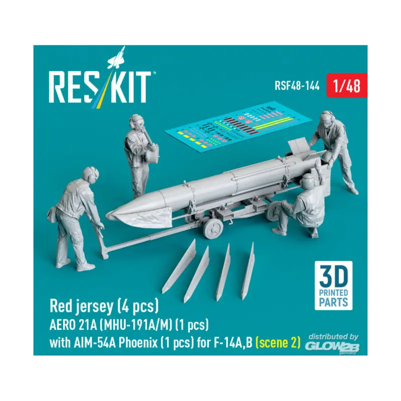 Premium Red jersey (4 pcs) AERO 21A (MHU-191A/M) (1 pcs) with AIM-54A Phoenix (1 pcs) for F-14A,B (scene 2) (3D Printed)