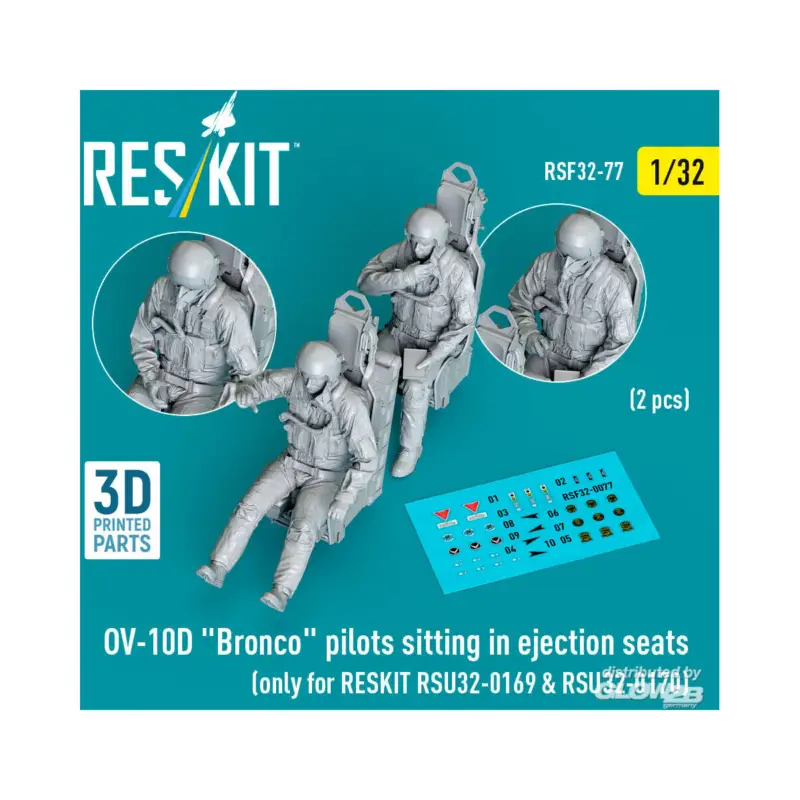 OV-10D Bronco pilots sitting in ejection seats (2 pcs) (only for RESKIT RSU32-0169 & RSU32-0170) (3D Printed) Beperkte Voorraad