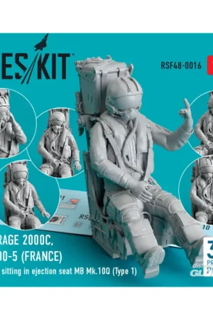 Betaalbaar Mirage 2000C, 2000-5 (FRANCE) pilot sitting in ejection seat MB Mk.10Q (Type 1) (3D Printed)