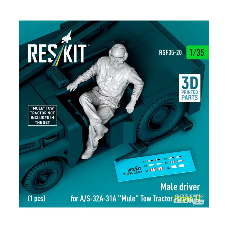 Op = Op Male driver for A/S-32A-31A Mule Tow Tractor (scene 1) (1 pcs) (3D Printed) Figuren