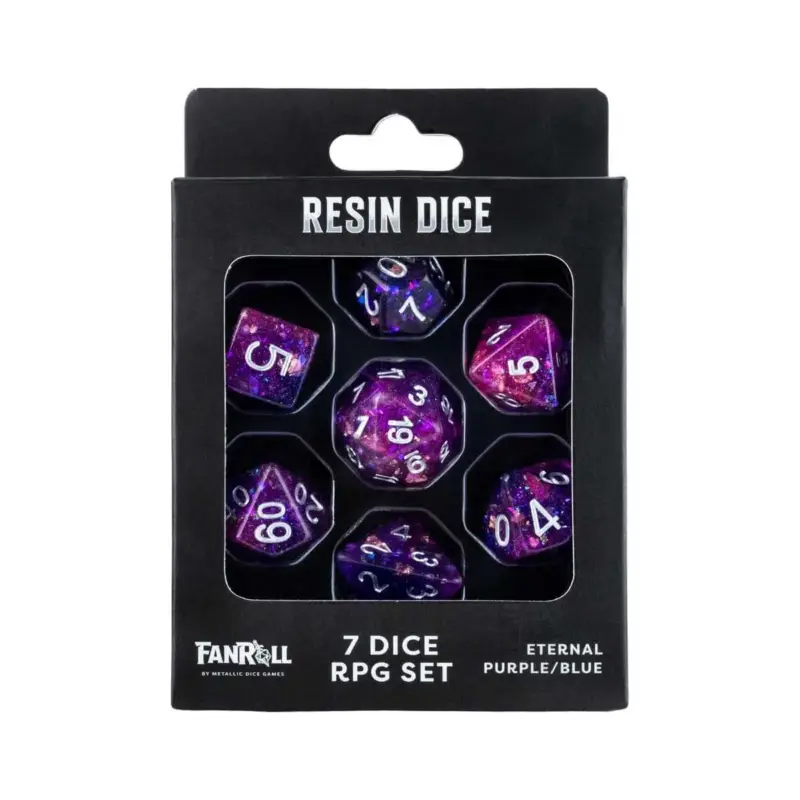 Goedkoop Fanroll Greatest Hits resin pack of Eternal Purple & Blue dice (7)
