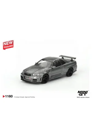 Speciale Aanbieding Nissan skyline gt-r (r34) nismo crs 1999 gray “dark metal grey” (rhd) Miniatuur
