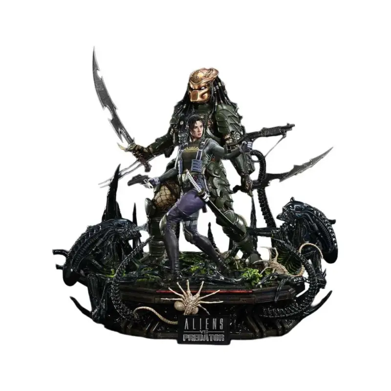 Flitsaanbieding Aliens vs. Predator (Comic) Ultimate Premium Masterline Statue 1/4 Machiko & Broken Tusk Predator DX Bonus Version 84 cm