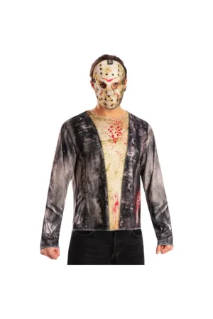 Dagaanbieding Friday The 13Th Horror Cosplay Top & Mask Adult Jason Voorhees One Size