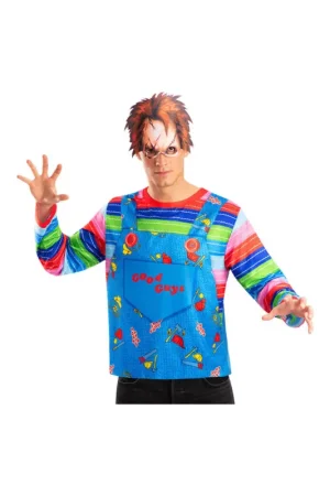 Chucky Horror Cosplay Top & Mask Adult Chucky One Size Laatste Versie
