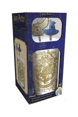 Harry Potter tumbler glass with Magic & Mayhem straws, 485 ml Nu Kopen