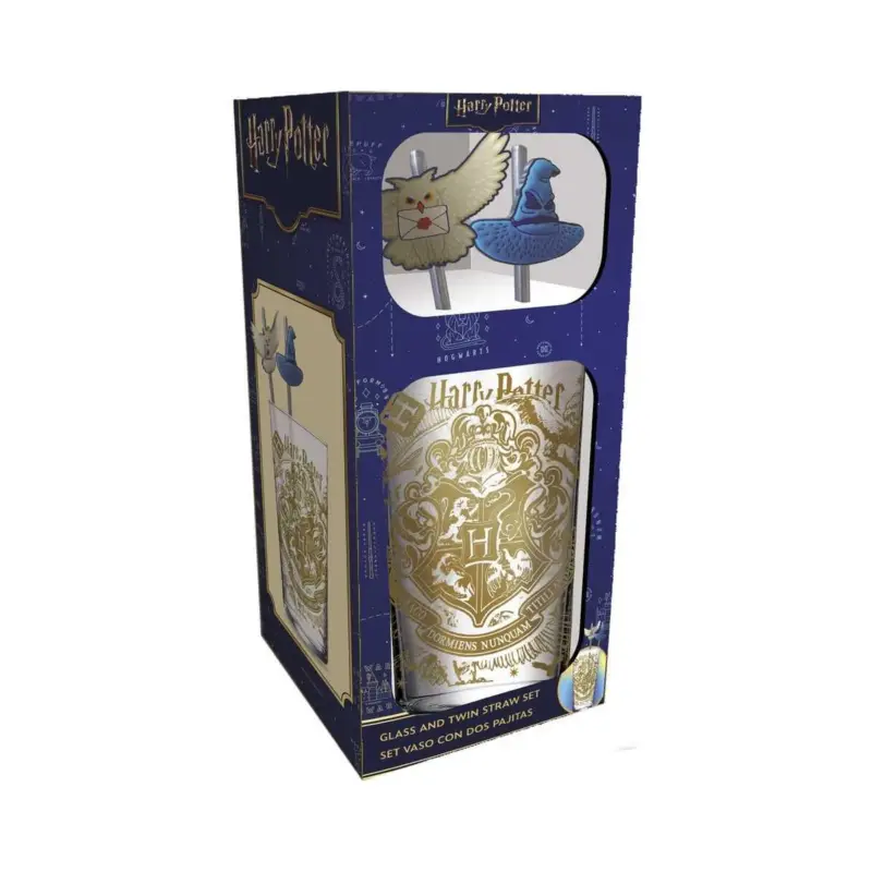 Harry Potter tumbler glass with Magic & Mayhem straws, 485 ml Nu Kopen