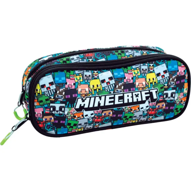 MINECRAFT - Oval Pencil Case with 2 Zippers Lage Kosten