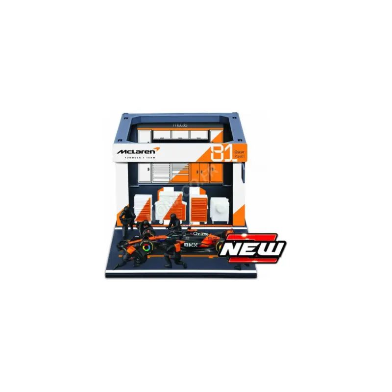 Gratis Retour Pit stop set: mechanic figures with stand and accessories mc laren f1 mcl39 piastri Figuurtje