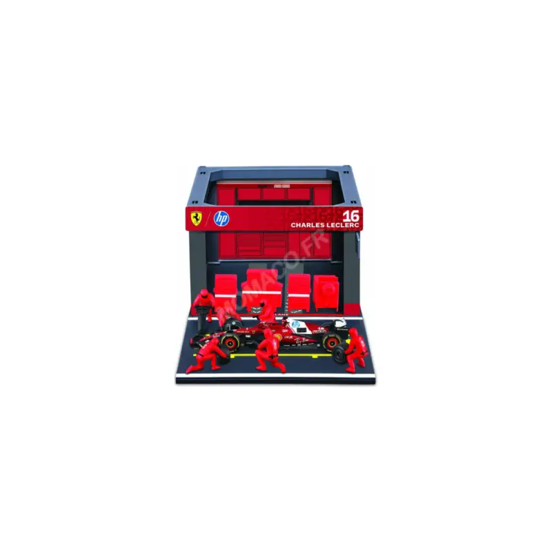 Pit stop set: mechanic figures with stand and accessories ferrari f1 sf-25 leclerc Figuurtje Seizoensaanbieding